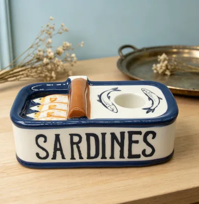 Sardine Can Shaped Ceramic Candle Holder Handcrafted Coastal Nautical Home Table Decor Ornament