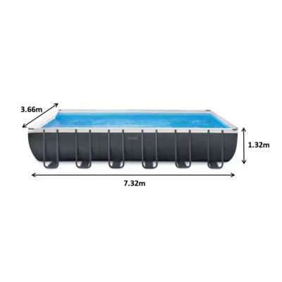 Power Steel Above Ground Pool Set Rectangular Plastic Swimming Pool