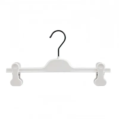 White Plastic Saving Clothing Hangers for Pants Skirt Clips Black Metal Hook Strong Grip Sliding Clips for Kitchen Hangers