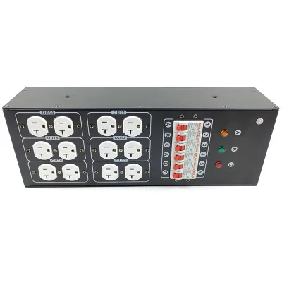 Portable 32A US Plug Stage Distribution Box 6-Way 32A US Gauge Portable Three-Phase Five-Wire Stage Lamp Electric Cabinet