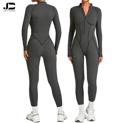 Winter Standing Collar onesies Half Zipper One-piece Fitness Suits Women's High-intensity Exercise Yoga Suits Yoga Jumpsuit