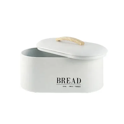 BX Hight Quality Kitchen Canisters Set Wooden Handle Metal Bread Box