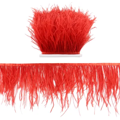 High Quality 10-15 cm Thick Fluffy Ostrich Feather Trim for Women Dress Pyjamas Satin Sets Skirt Costume