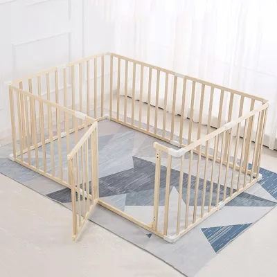 Baby Playpen Baby Gate for Toddler and Babies Foldable Wooden Large Shape Size Adjustable Playard Play Fence with Locking