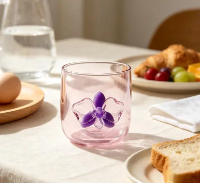 Wholesale Customized 3D Flower Glass Espresso Cup Tea Tasting Glasses