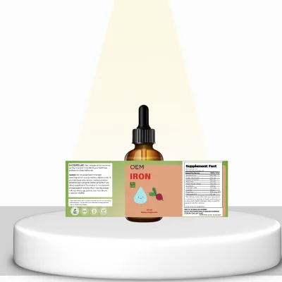 OEM Private Label Third-Generation Chelated Iron Oral Liquid Drops for Kids Energy Support 60ml Bottle 1ml Daily Dose