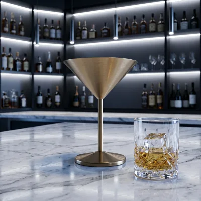 304 Stainless Steel High-legged champagne Glass, Restaurant and bar Cocktail Glass