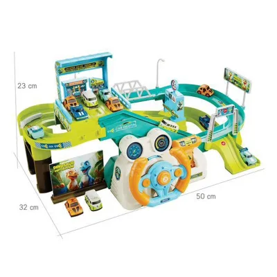 Boy Gift Multi-function Car Parking Lot Toy Battery Operated Car Track Toys Steering Wheel Traffic Track Toy