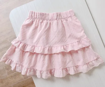 Cute Toddler Girls Pink Swiss Dot Tiered Skirt Elastic Waist Ruffle Hem Cotton Breathable Casual for Summer Daily Wear