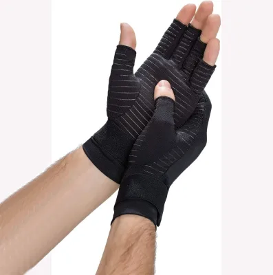 Open-Hand Arthritis Carpal Tunnel Pain Relief Copper Compression Arthritis Half-Finger Gloves for Men Women