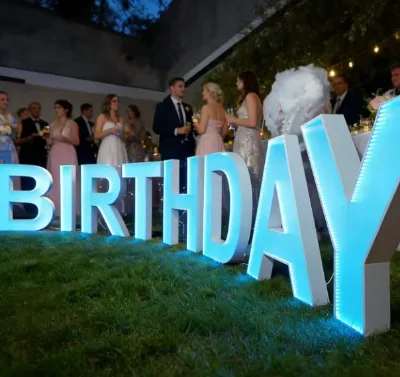 BaBa+One Source Manufacturer Free Standing IP65 Rated Neon Light Marquee Letters 5m Customizable Size DC 12V Lighted Party