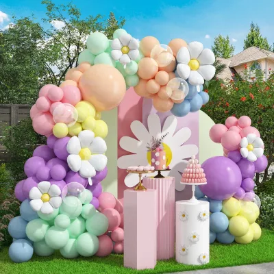 Macaron Sunflower Daisy Balloon Chain Set for Wedding, Birthday Party, Photo Backdrop Decoration