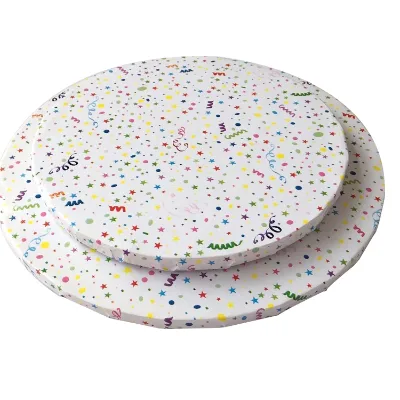 Custom Wholesale Foil or PET Film Coated 12 Inch Round Cake Base Board Cake Packaging Corrugated Wrapped Edge Cake Board