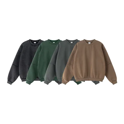 Men's for Brand Cotton Winter Lined Loose-Fit 360G Crewneck Sweatshirt Fleece Sweater