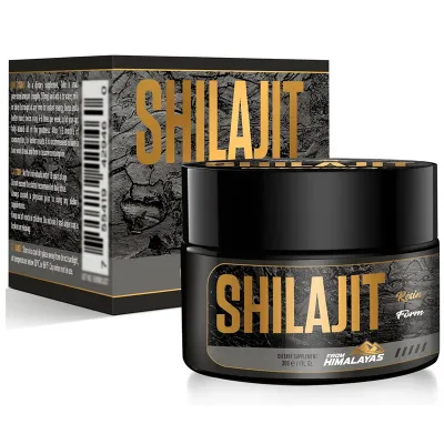 Dietary Supplement Himalayan Black Shilajit Resin 100% Pure 75% Ferulic Acid Wild Herbal Extract Food Grade Bottle