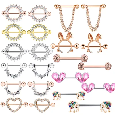 High Quality Heart Shaped Nipple Rings Non Piercing Opal Lock Personalized Nipple Rings Body Piercing Jewelry