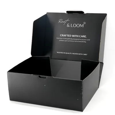 Luxury Shoe Paper Shipping Box Stackable Black Corrugated Shoe Storage Box Custom Shoe Box with logo Packaging