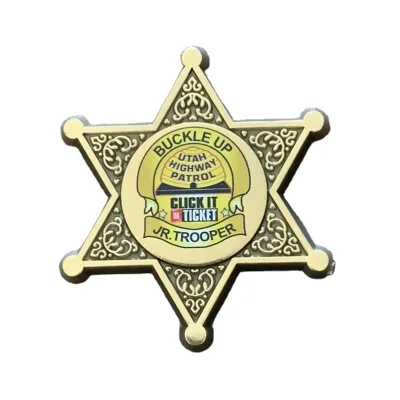 Silver Gold Custom Printed Plastic Five Six-pointed Star Badges for Kids