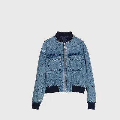 Women's Vintage Winter Jacket Fashionable Denim Coat Cotton Filling Casual Knitted Outerwear Various Styles Styles Customizable