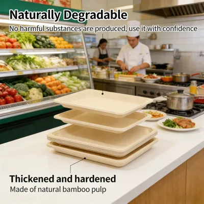 Sushi Tray Disposable Bamboo Pulp Sushi Plate Waterproof Degradable Eco-Friendly Customizable Takeaway Japanese Food Plate