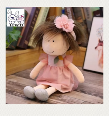 Wholesale Cute Plush Dressed Baby Girl Plush Doll Toys
