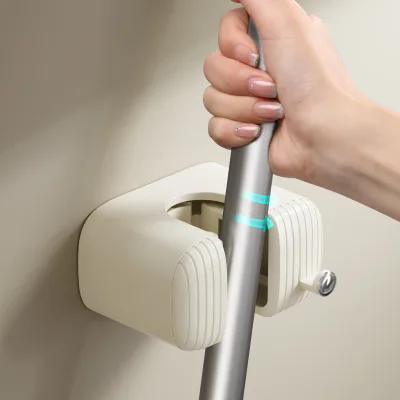 Plastic Wall Mounted Mop Holder Broom Holder Sturdy Broom Holder Wall Mount Broom Gripper Hold Self Adhesive No Drilling