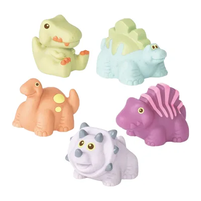 Cute Dinosaur Baby Bath Toy Set 5PCS with Wheat Straw Material Floating Bath Toys for Babies Without Holes