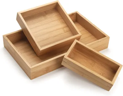Bamboo Tray, Bathroom Vanity, Natural Wooden Tray Organizer for Bathroom/kitchen Countertops Wooden Platter Tray