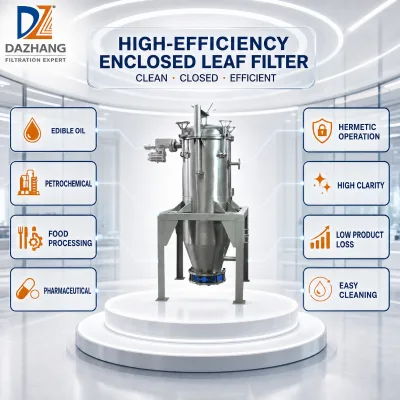New High-Efficiency Enclosed Leaf Filter 420L Capacity 0.6MPa Pressure for Edible Oil Food Processing Pharmaceutical Industries