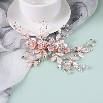 Bridal Vintage Gold Plated Rose Gold Hair Comb Crystals Super Fairy Hairpin with Flower Leaf Design
