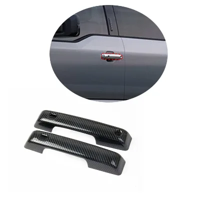 New Carbon Fiber Pattern Exterior Door Handle Door Panel Trim Cover  for Ford F150 F-150 2021 2022