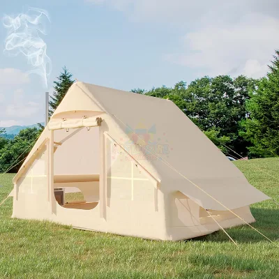 Portable Waterproof Camping Pvc Skeleton Tente De House Living Big Cube 4 Man Outdoor Inflatable Tent