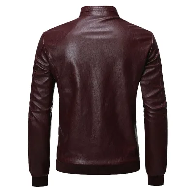 Men's Safari Jacket-Patchwork Casual Autumn Zipper Stand Collar Nylon/Cashmere OEM Service