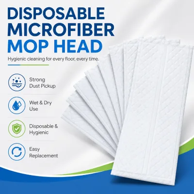 Custom Microfiber Disposable Flat Mop Head Dust Hair Pickup Wet Dry Cleaning Mop Refill for Tile Laminate Vinyl Wood Floor Home
