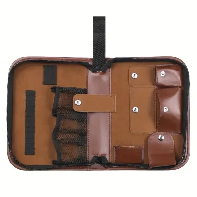 Multifunctional Golf Accessory Case for Men and Women Golfing Accessory Holder Zippered Leather Case With Multiple Slot