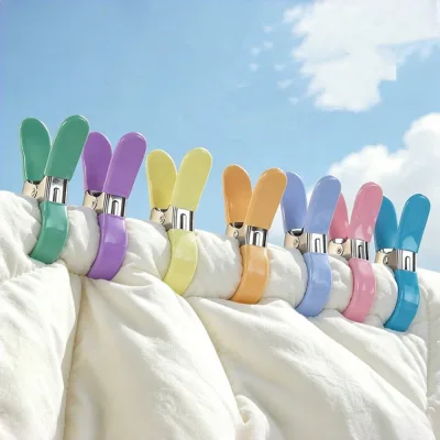 Soft Touch Large Quilt Clips With PVC Sleeves | Anti-Scratch Traceless Windproof Laundry Pegs | 6-Pack for Beddings & Clothing
