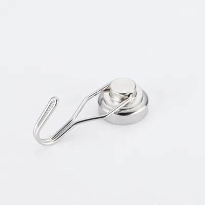 Rotatable Magnetic Swing Hook Strong NdFeB Cup Magnet Hook Stainless Steel Swivel Magnet Hanger for Tool Utensil Organizing