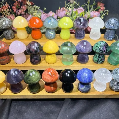 Kindfull Hot Selling Crystal Mushrooms Hand Carved Healing Stones Mushrooms for Meditation
