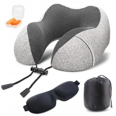 AF Trending Products 2023 Wholesale Custom Logo Neck Travel Pillow for Airplane Travel Neck Pillow Memory Foam Travel Pillow