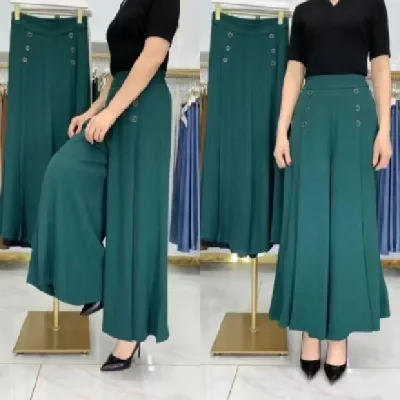 Women Vintage High Waist Drape Pants Summer Button Wide Leg Ankle-Length Trousers Office Lady Casual Baggy Pants Plus Size