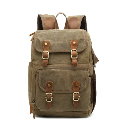 European American Retro Portable Camera Backpack Vintage Mini SLR Waterproof Anti-collision for Men's Outdoor Travel Laptop