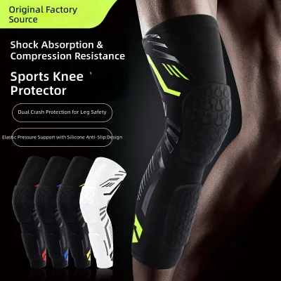 Youth Adult Elastic Sports Compression Leg Sleeves Anti-Slip Knee Pads Volleyball Thick Sponge Long Collision Braces