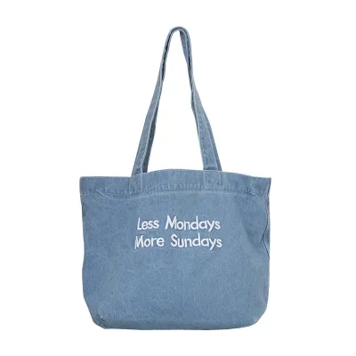 Denim Shoulder Bag for Women Fashion Canvas Tote Bag Retro Large Capacity Purse Crossbody Bag