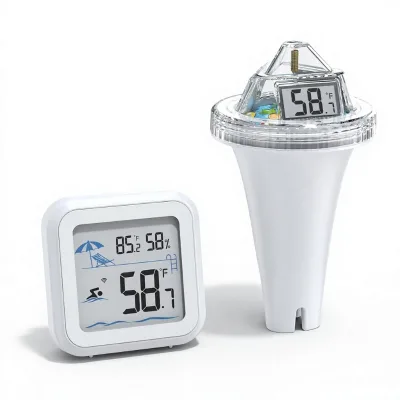 Digital Floating Pool Thermometer ABS Material Easy Read Anti-Fog 360 Viewing IPX7 Waterproof for Indoor/Outdoor Use
