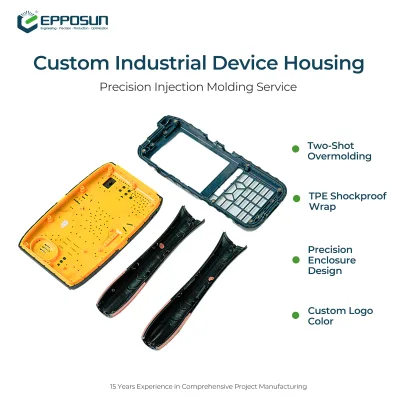 One-stop Custom 2K Injection Molding Handheld Device Enclosure Rugged PDA Housing Overmolding Dual Color Injection Molded OEM