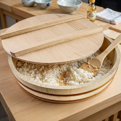 Wholesale Custom Logo Wooden Sushi Bowl Traditional Japanese Sushi Oke Tub - Sustainable Wood Rice Mixing Basin for Restaurant
