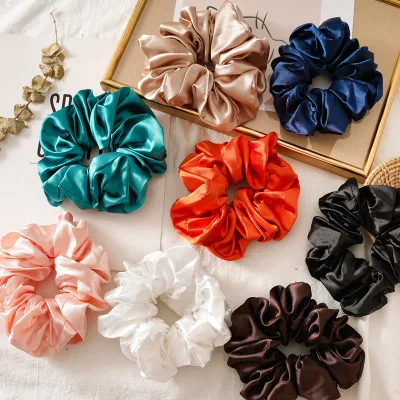 Wholesale Factory Custom Logo Large Scrunchies Elastic Hair Band Silk Satin Scrunchies for Women