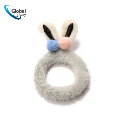 Kids' Cute Cartoon Furry Hair Ties - High-Elastic Rabbit Ear Plush Hair Scrunchies (New for Autumn & Winter)