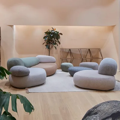 New Swedish Design Corporate Hotel Sofa Set Lobby Nature Organic Rocks Big Modern Modular Sectional Fabric Sofa