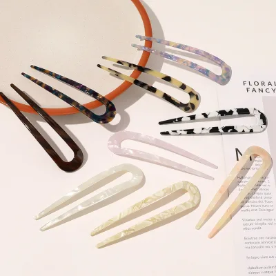 1Genya U Shaped Hairpins Hair Stick Womens Hairpins Sets U Shape Updo Hair Pins Cellulose Acetate Hairpin